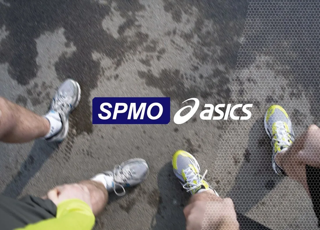 ASICS Strategic PMO (SPMO) visual: runners' feet in ASICS shoes, seen from above
