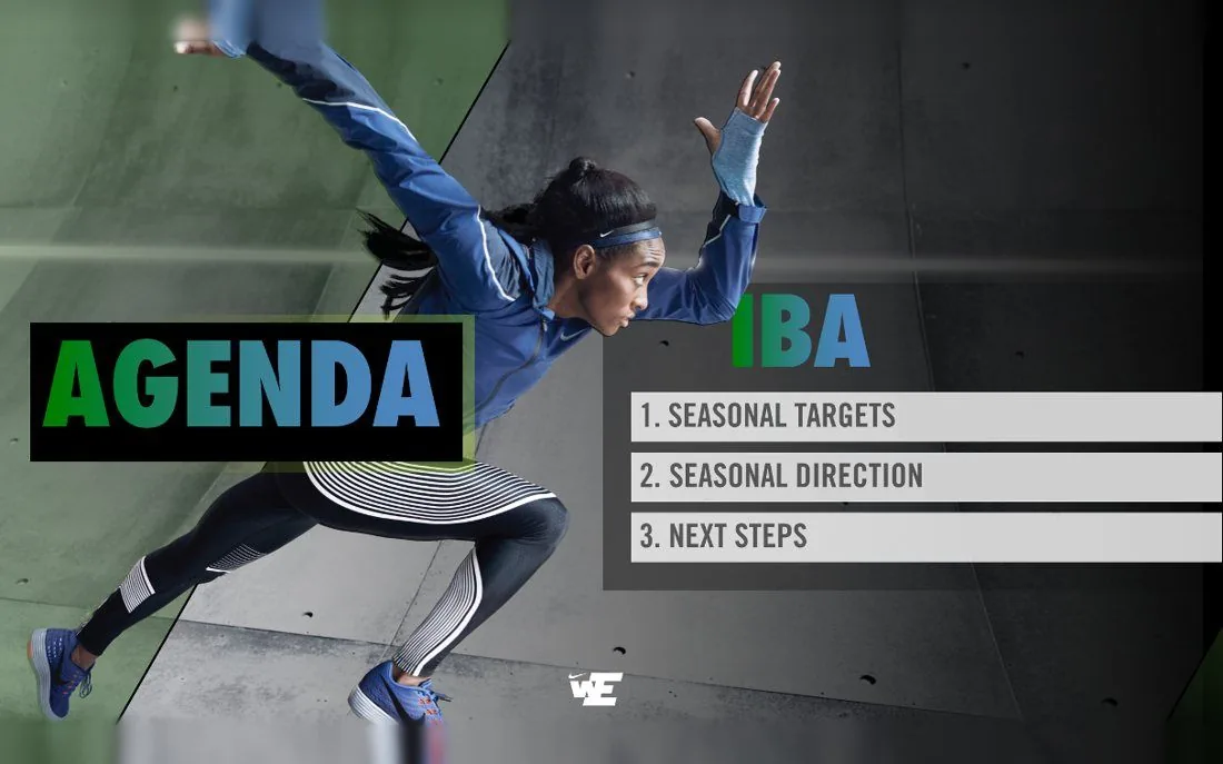 Nike Western Europe IBA meeting cover with a sprinting athlete