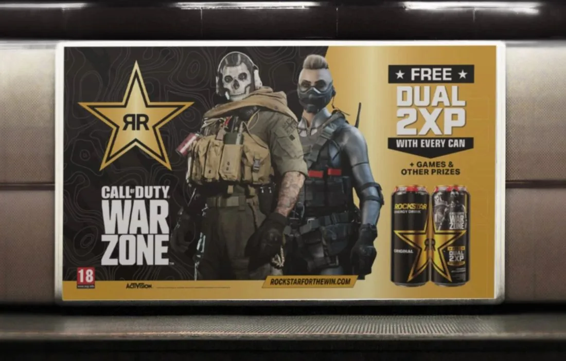 Rockstar Energy x Call of Duty: Warzone poster: free Dual 2XP with every can