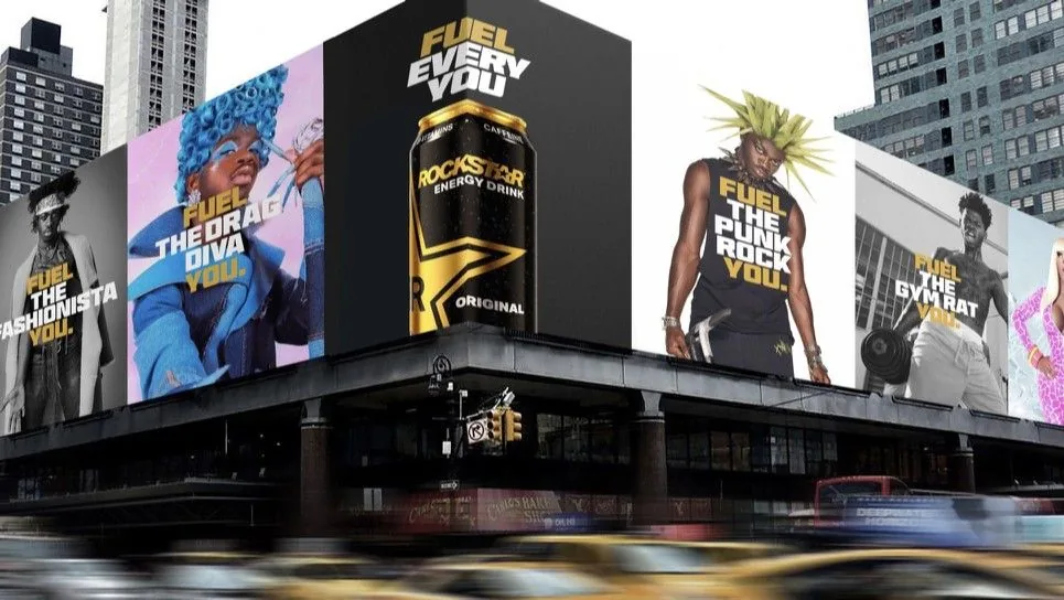 Rockstar Energy Fuel Every You out-of-home campaign on a city building