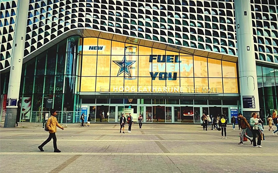 Rockstar Energy Fuel Every You digital billboard on the facade of Hoog Catharijne mall in Utrecht