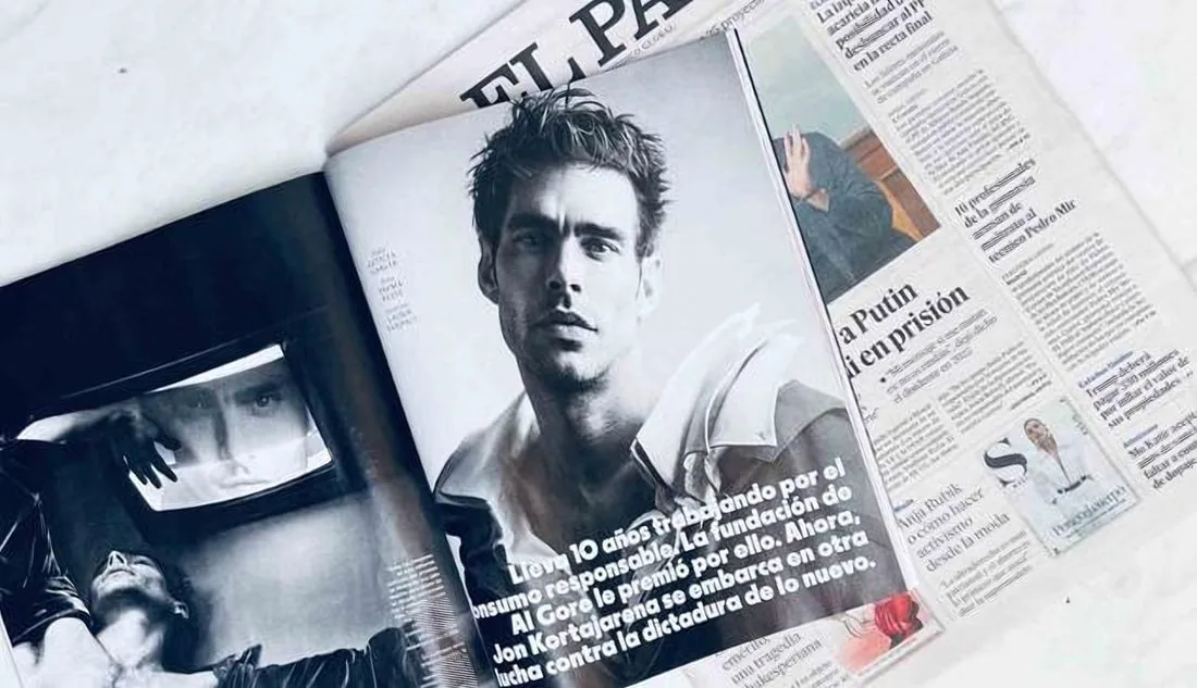 El País S Moda magazine feature on Jon Kortajarena and conscious consumption, earned through Wallapop's Me ofrezco campaign